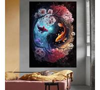 GKUVBF Classico dipinto su tela colorato Yin e Yang filosofia cinese arte murale paesaggio astratto poster arredamento casa soggiorno 60x80cm senza cornice