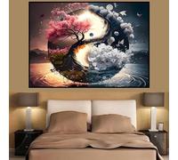 GKUVBF Classico dipinto su tela colorato Yin e Yang filosofia cinese arte murale paesaggio astratto poster arredamento casa soggiorno 50x70cm senza cornice