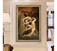 GKUVBF Dante e Virgilio all'Inferno, poster antico di William Adolphe Bouguereau, stampa su tela, decorazione da parete per la casa (30x45 cm/senza cornice).