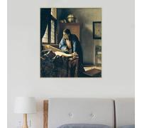 GKUVBF Donna che legge una lettera di Johannes Vermeer, stampa artistica su tela, poster per la decorazione murale di un soggiorno moderno (60x60 cm/senza cornice).