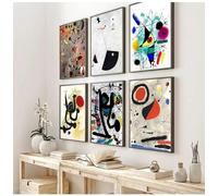 GKUVBF Famoso poster di opere d'arte surrealiste di Joan Mirò, dipinto astratto su tela, arte murale retrò per soggiorno moderno, arredamento per la casa, 40x50cmx6 pezzi senza cornice
