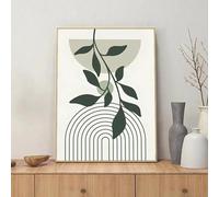 GKUVBF Foglia verde salvia Geometria Linea Matisse Astratto Boho Arte murale Tela Pittura Poster HD Poster Casa Camera Bar Caffetteria Decor 40x60cm Senza cornice