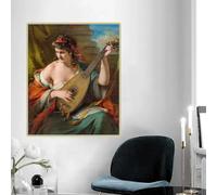 GKUVBF Friedrich von Amerling《Luise Nowak come suonatrice di liuto》Quadro su tela Stampa artistica Poster Quadro da parete Decorazione per la casa (50x75 cm/Senza cornice)