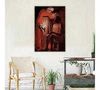 GKUVBF Georges de la Tour《Giobbe e sua moglie》Quadro su tela Opera d'arte Immagine Poster Decorazione per la casa Arte murale Stampe su tela 70x100cm Senza cornice