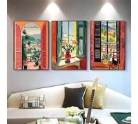 GKUVBF Henri Matisse - Dipinto su tela con finestra aperta, stampe su poster, arte nordica, dipinto su tela, decorazione per la casa, 40x60 cm, 3 pezzi, senza cornice