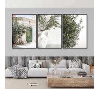 GKUVBF Italia Puglia Architettura Poster Tela Dipinti Foglie Verdi Piante da Interno Stampa Artistica da Parete Immagini Arredamento Soggiorno 30x45cm-3 Pezzi Senza Cornice