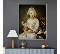 GKUVBF Jean-Baptiste Greuze《L'Archetto della Lana》Dipinto su tela, stampa, opera d'arte di fama mondiale, decorazione moderna da parete per la casa (30x45 cm/senza cornice)