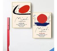 GKUVBF Joan Miró, mostra, poster d'arte vintage, astratto, il sole rosso, quadro su tela, stampa moderna di metà secolo, arredamento per la casa (80x120 cm/2 pezzi senza cornice)