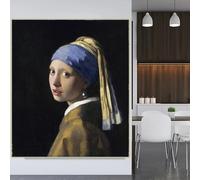 GKUVBF La ragazza con l'orecchino di perla di Johannes Vermeer Stampa su tela Opera d'arte famosa Decorazione per la casa e il soggiorno (70x100 cm/senza cornice)