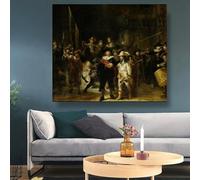 GKUVBF La Ronda di Notte di Rembrandt, dipinto su tela, opera d'arte famosa, poster, quadro, decorazione moderna da parete, decorazione per la casa e il soggiorno (50x70 cm/senza cornice).
