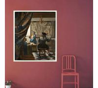 GKUVBF L'allegoria della pittura di Johannes Vermeer, stampa artistica su tela, poster per la decorazione della parete di casa moderna del soggiorno (50x70 cm/senza cornice)