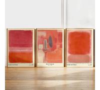 GKUVBF Mark Rothko Poster Rosa Astratta Mostra Stampe Museo Vintage Immagine da Parete su Tela Dipinto Inaugurazione della Casa Decorazione della Casa 60x90 cm-3 Pezzi Senza Cornice