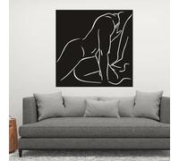 GKUVBF Moderna arte murale minimalista in bianco e nero con linee di uomini e donne nudi su tela, stampe, poster, decorazioni per la casa e la camera da letto, 45x45 cm, senza cornice