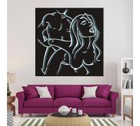 GKUVBF Moderna arte murale minimalista in bianco e nero con linee di uomini e donne nudi su tela, stampe, poster, decorazioni per la casa e la camera da letto, 80x80 cm, senza cornice