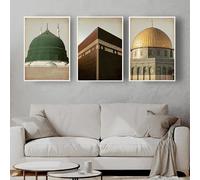 GKUVBF Moschea islamica Masjid Allah Mecca Medina Kaaba Luogo sacro Poster Stampa su tela Pittura Arte murale Immagini Decorazione per la stanza 50x75cm-3 pezzi senza cornice