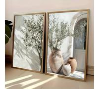 GKUVBF Olive Tree Shadow Vase Wall Art Canvas Painting Printing Mediterranean Plants for Living Room Modern Home Decor(20x30cmx2/Frameless)
