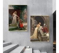 GKUVBF Opera d'arte vintage di Edmund Blair Leighton, The Accolade, tema del cavaliere medievale, dipinto su tela, poster da parete, arredamento per la casa, 50x75 cm, 2 pezzi senza cornice