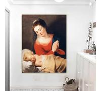 GKUVBF Peter Paul Rubens《Vergine in adorazione davanti al Bambino Gesù》Stampa su tela, poster, decorazione da parete per la casa (60x80 cm/senza cornice)