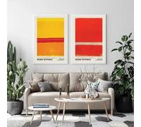 GKUVBF Poster di Mark Rothko, stampe d'arte astratte rosse e gialle, quadri vintage da parete per musei, dipinti su tela per la decorazione della casa, 35x50 cm, 2 pezzi senza cornice.
