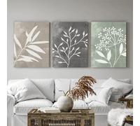 GKUVBF Poster e stampe di foglie di piante verde salvia vintage, decorazione da parete per soggiorno moderno nordico, dipinto su tela 40x60 cm, 3 pezzi senza cornice