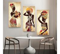 GKUVBF Poster e stampe di ritratti di donne nere moderne, dipinti su tela africani, quadri da parete per l'arredamento del soggiorno (30x60 cm/3 pezzi senza cornice)