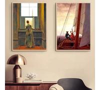 GKUVBF Quadro su tela classico vintage di Caspar David Friedrich, poster e stampe per la decorazione della parete del soggiorno, 80x120 cm, 2 pezzi senza cornice