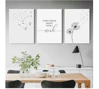 GKUVBF Quadro su tela con motivo a dente di leone, stampa artistica da parete, stile nordico, minimalista, per soggiorno, camera da letto, cameretta dei bambini, 50x70 cm, 3 pezzi, senza cornice
