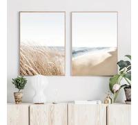 GKUVBF Quadro su tela con spiaggia e mare, stampa artistica da parete, nordico scandinavo, paesaggio, immagine, arredamento moderno, 40x50 cm, 2 pezzi senza cornice.