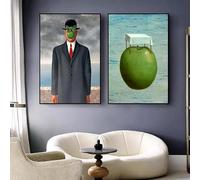 GKUVBF Rene Magritte, dipinto su tela, surrealismo, opera d'arte classica, poster, stampa su tela, per soggiorno, decorazione da parete (70x100 cm/2 pezzi senza cornice)