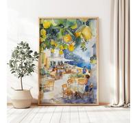 GKUVBF Retro italiano Positano Capri Amalfi albero di limone paesaggio urbano costiero poster tela dipinto arte murale immagini arredamento casa 50x75cm senza cornice