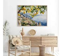 GKUVBF Retro italiano Positano Capri Amalfi albero di limone paesaggio urbano costiero poster tela dipinto arte murale immagini arredamento casa 50x75cm senza cornice
