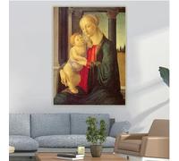 GKUVBF Sandro Botticelli《Madonna col Bambino》Quadro su tela, stampa artistica, poster per soggiorno moderno, decorazione da parete per la casa (60x80 cm/senza cornice)