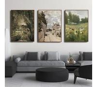 GKUVBF Stampa artistica su tela con paesaggio primaverile e fiori selvatici, paesaggio rustico, decorazione per la casa (40x60 cm/3 pezzi senza cornice)