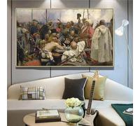 GKUVBF Stampe su tela Dipinto Ilya Yafimovich Repin《I cosacchi dello Zaporozhye scrivono una lettera al sultano della Turchia》Decorazione artistica 80x135cm Senza cornice
