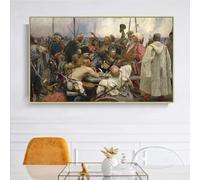 GKUVBF Stampe su tela Dipinto Ilya Yafimovich Repin《I cosacchi dello Zaporozhye scrivono una lettera al sultano della Turchia》Decorazione artistica 80x135cm Senza cornice