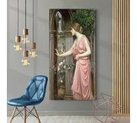 GKUVBF William Waterhouse Psiche entra nel giardino di Cupido Stampa artistica su tela, poster per arredamento moderno per soggiorno (50x70 cm/senza cornice)