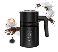 GKXLH Montalatte elettrico - Montalatte 4 in 1 con indicatore di temperatura, montalatte elettrico da 350 ml, grande volume per caffè, latte, cappuccino e cioccolata calda (nero)