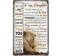 GKYAN WJe-A01 - Targa per la festa del papà, con lupo, famiglia e mamma con scritta in inglese "Always Remember You Are Brave Than You Think Mom Lovers Hug", in metallo, per bar, pub, vintage, retrò