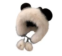 GKYQVE Bel cappello con orecchie di orso in peluche con paraorecchie caldo femminile attività invernale cappello da sci pullover protezione per le orecchie cacciatore peloso all'aperto freddo, Nero