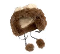 GKYQVE Bel cappello con orecchie di orso in peluche con paraorecchie caldo femminile attività invernale cappello da sci pullover protezione per le orecchie cacciatore peloso all'aperto freddo, Colore