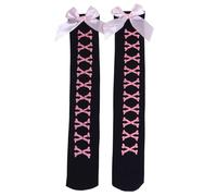 GKYQVE Calze lunghe da donna sopra il ginocchio con stampa scheletro dolce fiocco calze alte calze per feste di festa collant calze calze calze alte coscia calze, Nero , Taglia unica