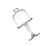 GKYQVE Classico piatto da pasticceria in vetro trasparente con design con piedini e copertura a cupola per feste di nozze e intrattenimento domestico in vetro con copertura a cupola