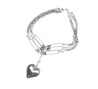 GKYQVE Collana alla moda in lega con ciondolo a forma di cuore e spilla adatta per trendsetter che cercano di migliorare il loro stile collana con ciondolo a forma di cuore