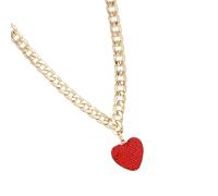 GKYQVE Collana con ciondolo a forma di cuore, collana a catena spessa, orecchini a goccia a forma di cuore, accessorio alla moda da donna, Misura unica, come descritto, come descritto
