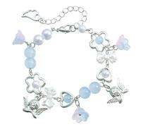GKYQVE Collana da polso con angelo, cuore, fiore, lunghezza regolabile, con perline colorate, gioiello alla moda, regalo dell'amicizia, accessorio alla moda