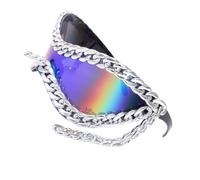 GKYQVE Elegante catena in metallo telaio occhiali da sole occhiali protettivi per individui di moda tutti abbinati punk telaio occhiali donna, Vero colore verde Sil