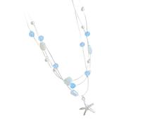 GKYQVE Elegante collana con perle e conchiglie con ciondolo in materiali misti gioielli a doppio strato adatto per le donne da indossare tutti i giorni per eventi serali confortevole collana da donna