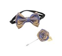 GKYQVE Elegante Ragazzo Gentlement Papillon E Boutonniere Set Con Jacquards Modello Popolare Bambini Cravatta E Corpetto Per Il Partito Accessori Del Partito, Blu dorato., Taglia unica