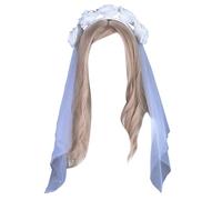 GKYQVE Fascia per capelli con fiore gotico con velo per donna GhostBride velo per festa di Halloween Costume Day Of The Death Accessori per capelli Fascia Accessorio per costume