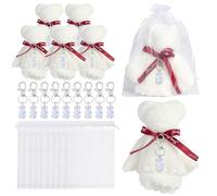 GKYQVE Peluche Orso Portachiavi Grazie Tages Bianco Organza Borse Asciugamani Per Baby Shower Favore Matrimonio Compleanno Forniture Baby Shower